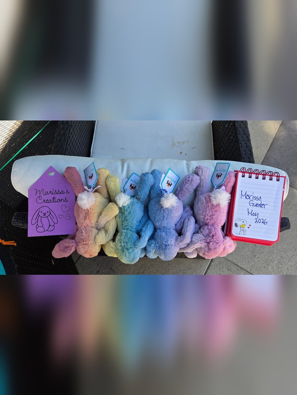 NWT Customized Jellycat Tiny Smudge Rabbit Ombre Rainbow Set